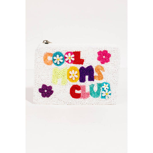 "Cool Moms Club" Seed Beaded Coin Purse