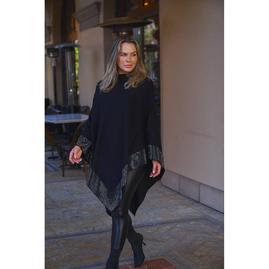 Black Rhinestone Poncho