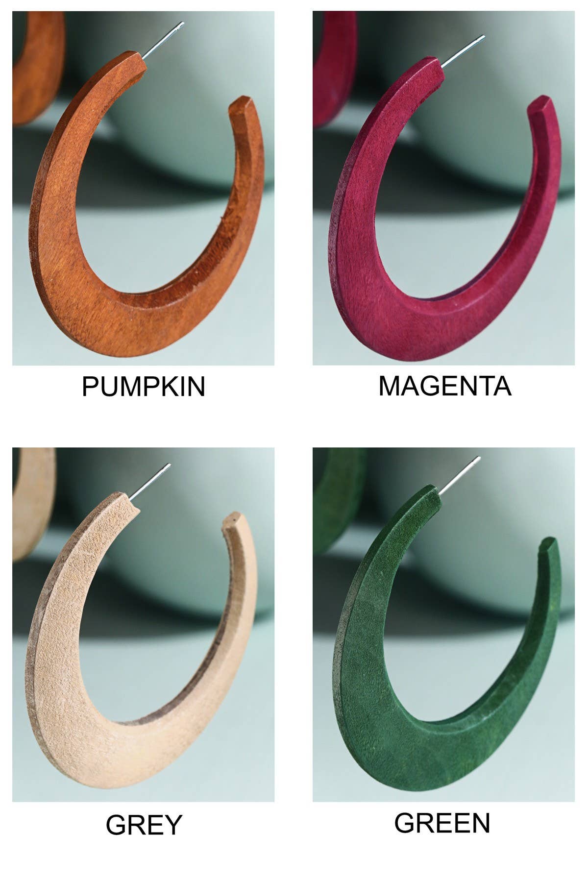 Chunky Colorful Wood Hoop Earrings