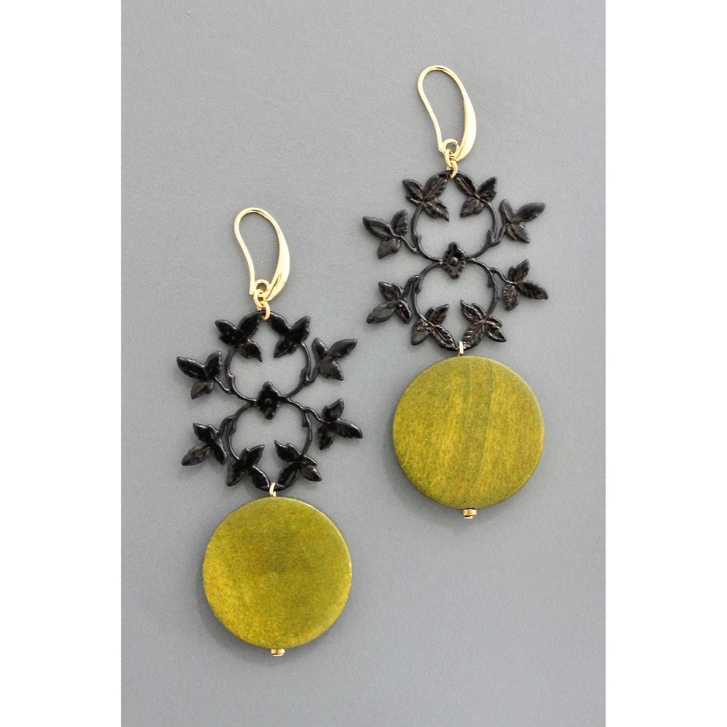 Green and black earrings