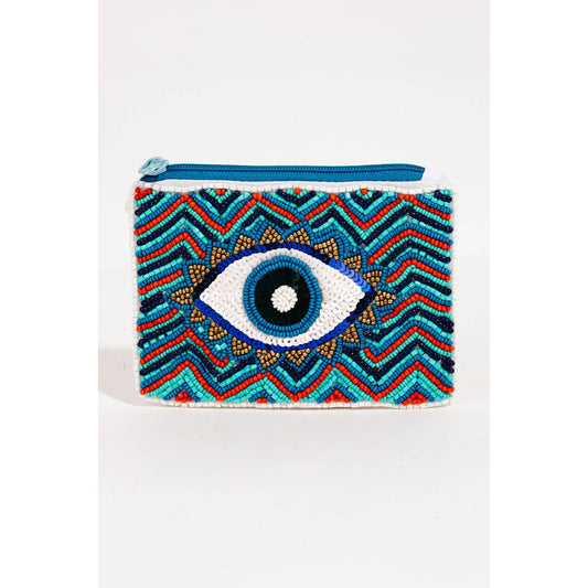 Boho Seed Beaded Sequin Eye Coin Purse