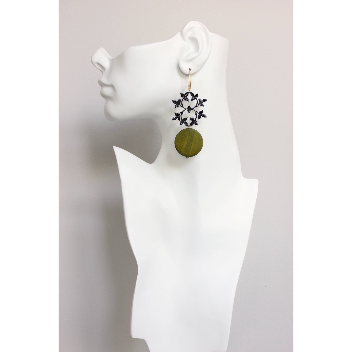 Green and black earrings