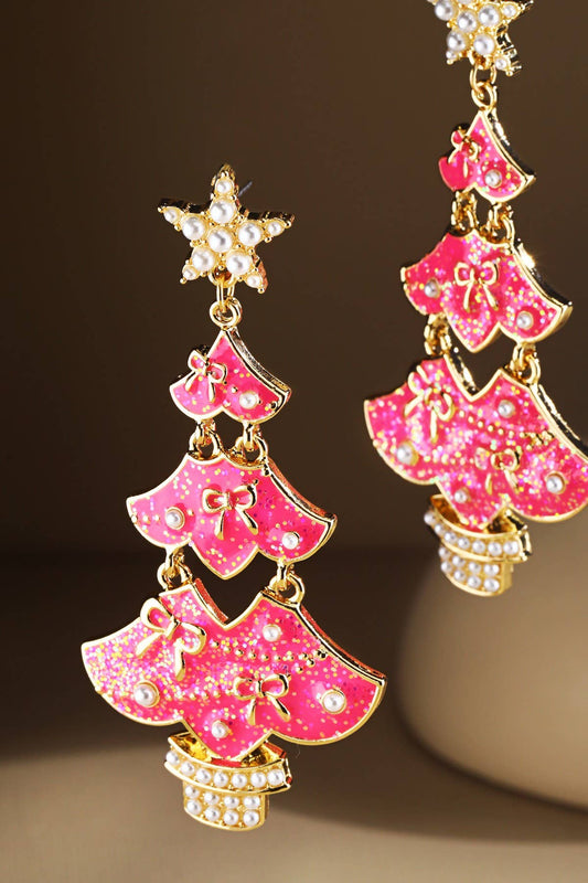 Christmas Star 3 Drop Tree Earrings