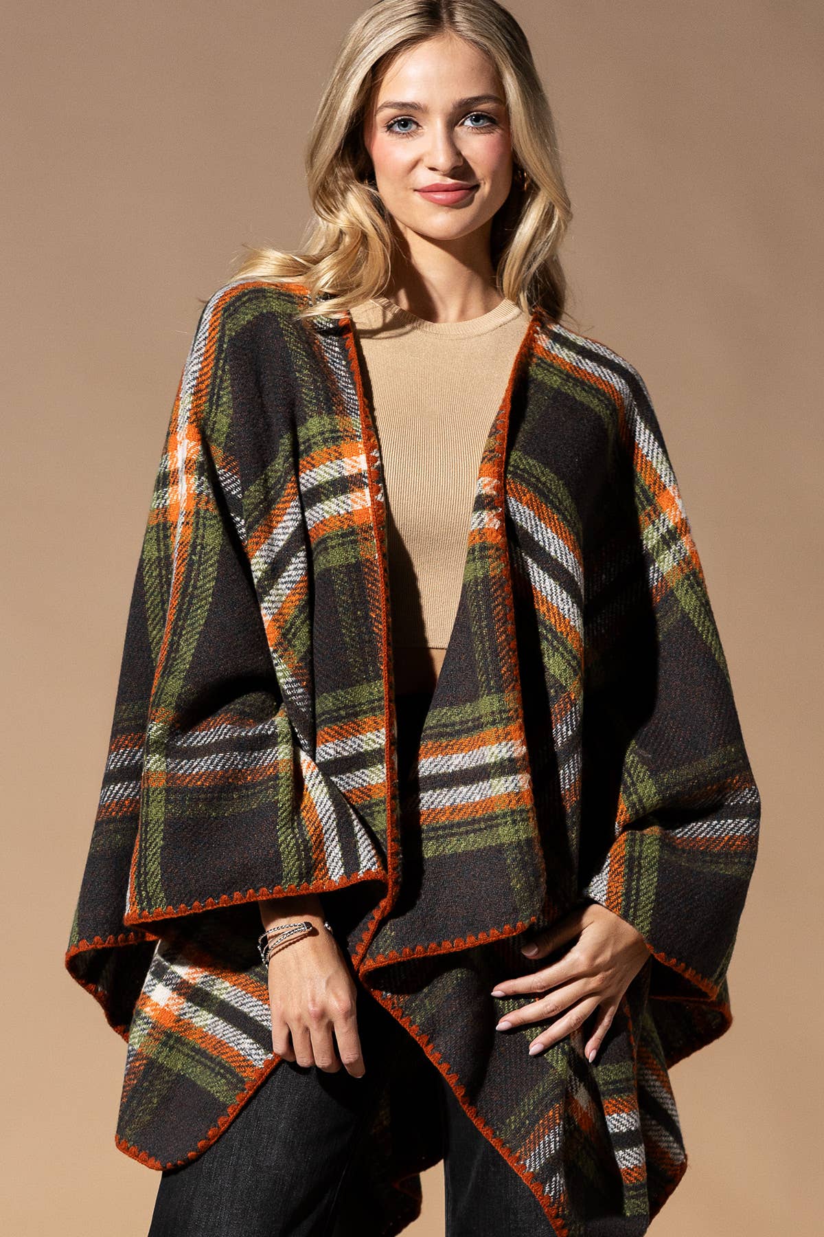 Plaid Pattern Ruana