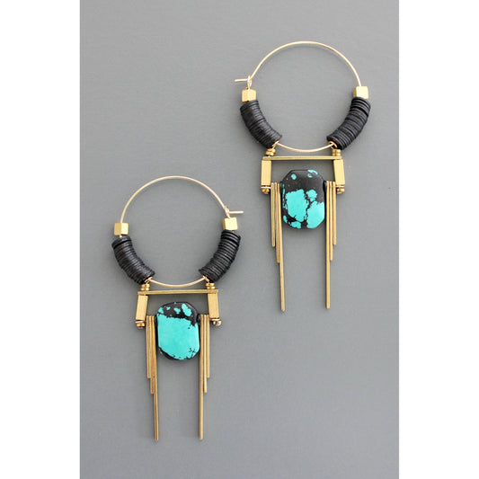 Art Deco turquoise hoop earrings