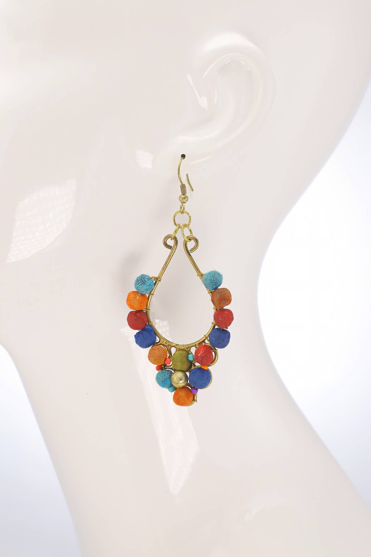 Handmade Beaded Teardrop Shaped Earrings