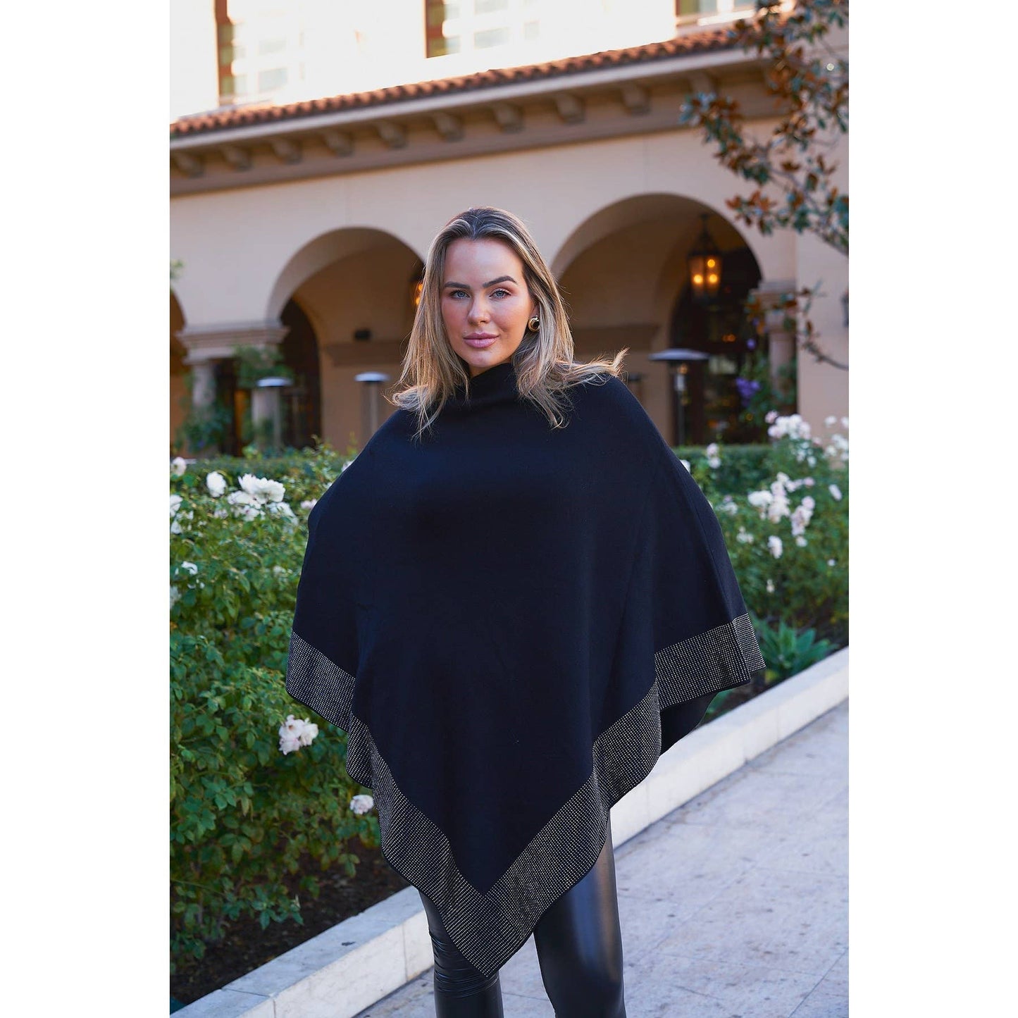 Black Rhinestone Poncho